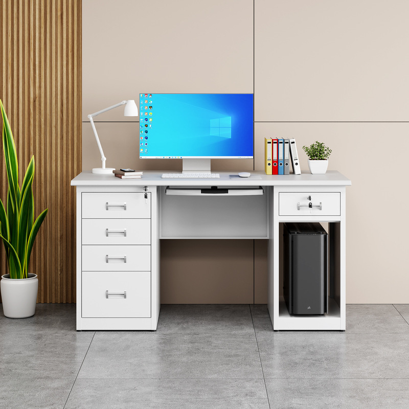 Computer Desk Office Desk Staff Station Simple Modern Writing Desk with Lock and Drawer Single Desk Staff Station