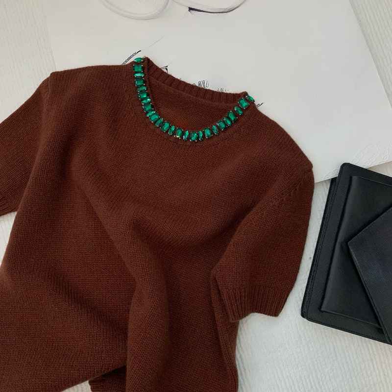 2025 New Autum Nanyou Pra Retro Literary Style Design Elegant Versatile Pullover Round Neck Knitwear for Women