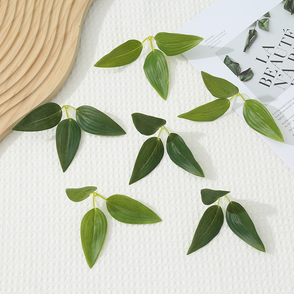 外贸胶三叉百合叶塑料假草手工DIY制作家庭酒店装饰绿植假花批发