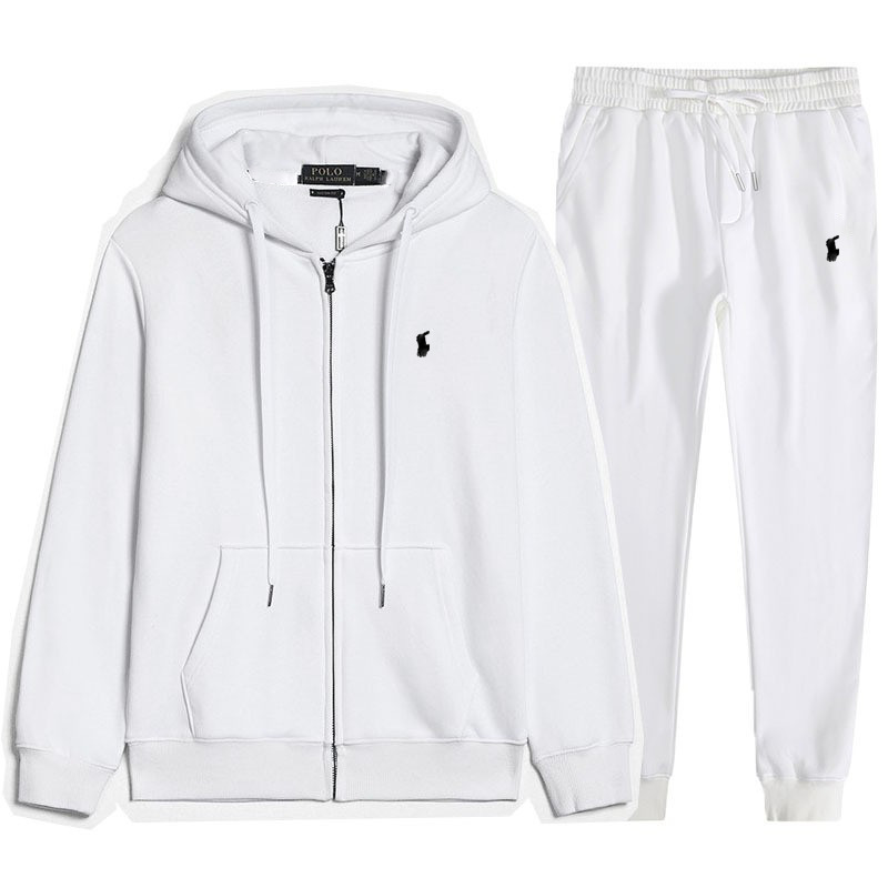 Cross-Border Rl Trendy Brand Embroidered Pony Logo Fleece Zipper Sweatshirt Men's Autumn and Winter Hoodie Fleece Suit