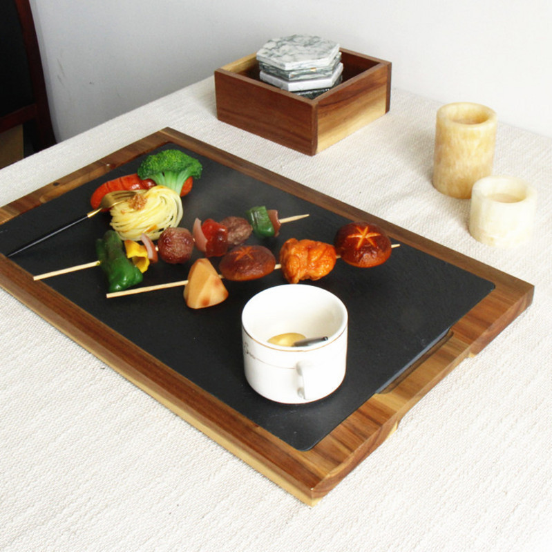 Stone Cushion Tableware Slate Western Food Plate Bamboo suit Pizza Steak Bread Slate Board Tray Steak Grill Plate