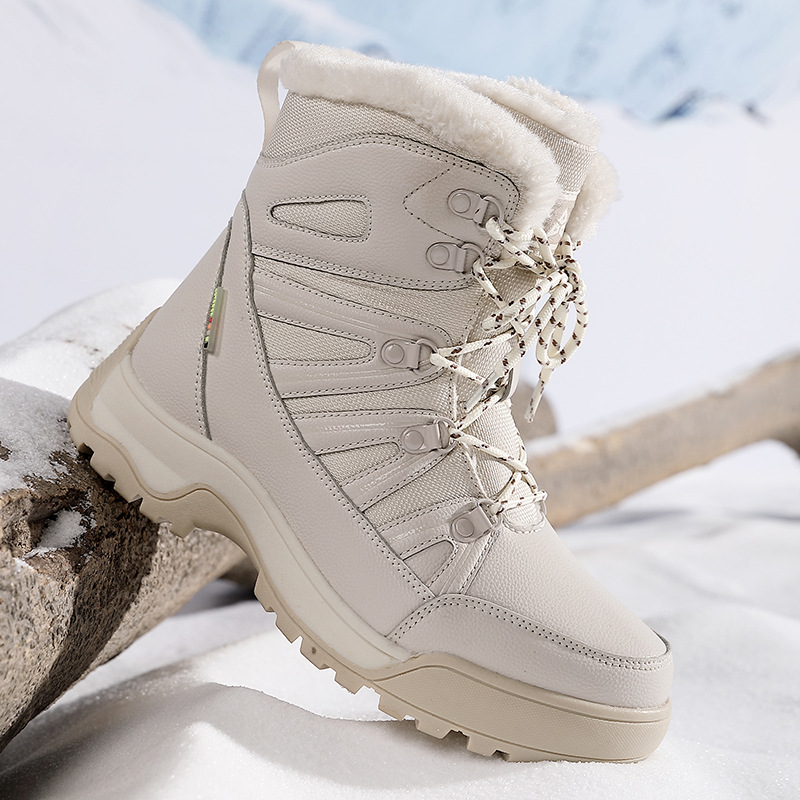 Winter Snow Boots, Plush Warm Cotton Shoes, Wear-resistant And Windproof Sports, Outdoor Hiking Shoes, High Top Women's Boots, Cross-border Plus Size_voghion.com