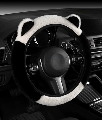 Steering wheel cover | Winter Cold Protection Wholesale - black-and-white-ears-universal