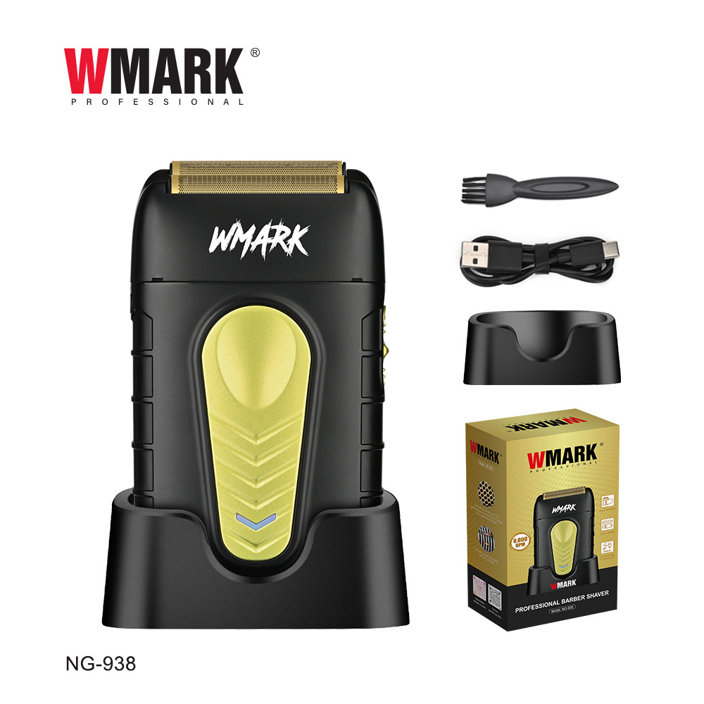 WMARK新款不锈钢蚀刻镀钛两刀网刀片剃须刀电动男士刮胡刀NG-938