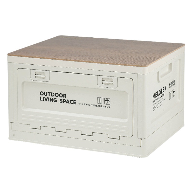 Caja de almacenamiento para acampar al aire libre, puerta lateral, cubierta de madera para acampar, caja plegable, caja de almacenamiento del maletero del coche, caja de almacenamiento de plástico