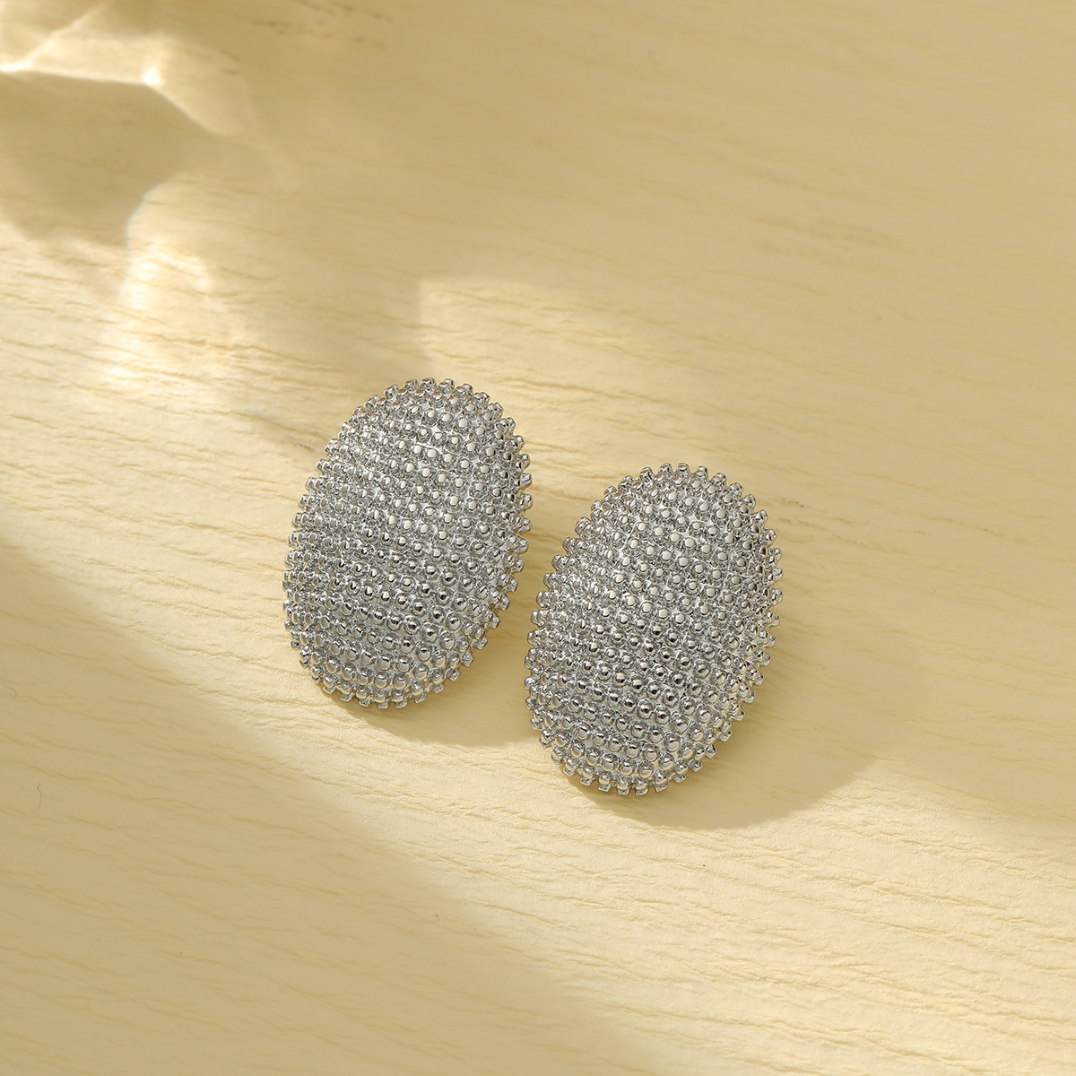 Holiday, Daily Occasion 304 Stainless Steel Material PVD Coated Real Gold Plated Oval 304 Stainless Steel Simple Style Waterproof Non Tarnish Ear Studs