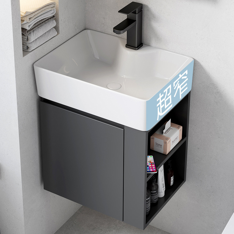 Ultra estrecha longitud 30cm de ancho montado en la pared lavabo gabinete combinación baño pequeño apartamento lavabo de cerámica