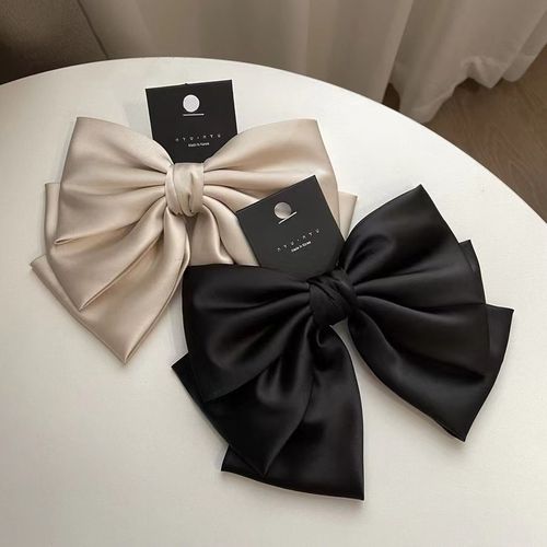 Korean high-end satin three-layer bow hairpin spring clip high-quality small fragrance hair accessory bow headdress