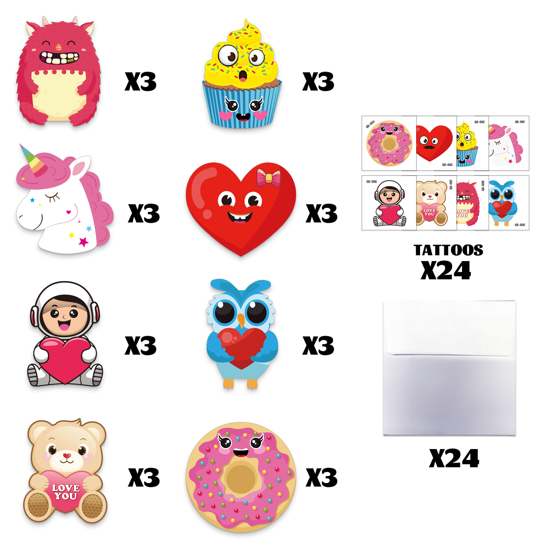 Ventas transfronterizas calientes Día de San Valentín colorido caricatura DIY Tarjeta de felicitación Día de la Madre Decoración de San Valentín Confesión Conjunto de regalo