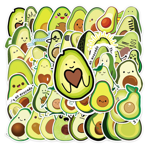 50 cartoon diy avocado personalized ins style fruit graffiti laptop luggage stationery stickers