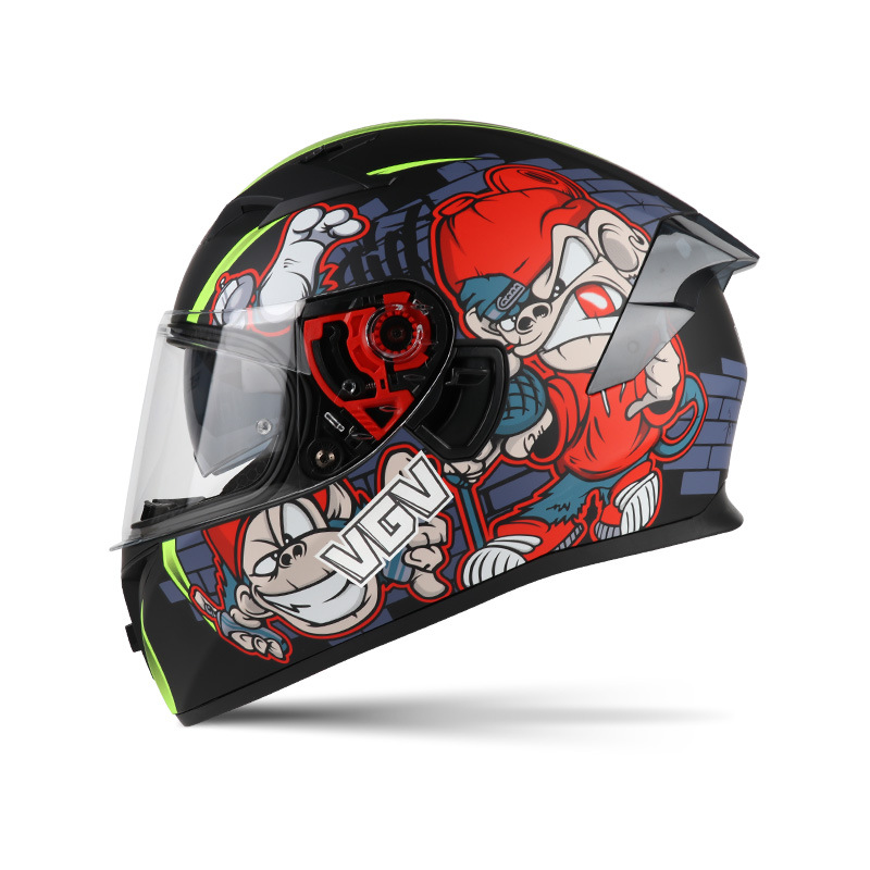 [En stock] Casco de motocicleta certificado 3c Casco completo para hombre Casco de seguridad de motocicleta de cuatro estaciones de doble lente de invierno