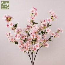 跨境仿真3叉小樱花 中式花束高级感绢布客厅摄影 樱花仿真花批发