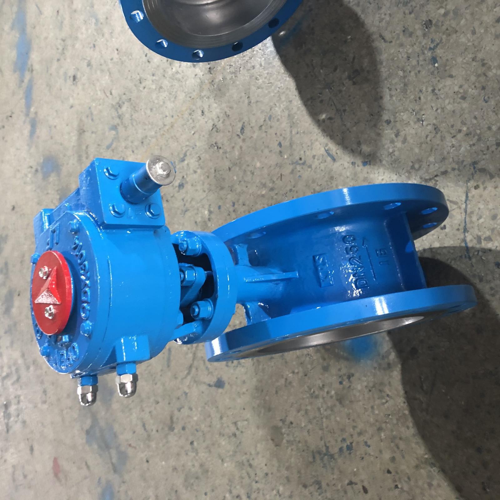 D343H不锈钢手动偏心蝶阀双作用铸钢三偏心蝶阀WCB法兰涡轮蝶阀