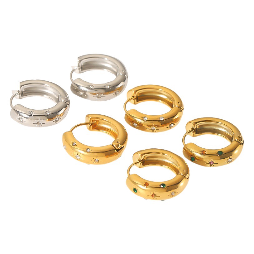 Europa y América ins Internet estilo celebridad con incrustaciones de circón ocho Awn estrella oreja hebilla 18K oro Acero inoxidable personalizado moda de alto grado pendientes para las mujeres