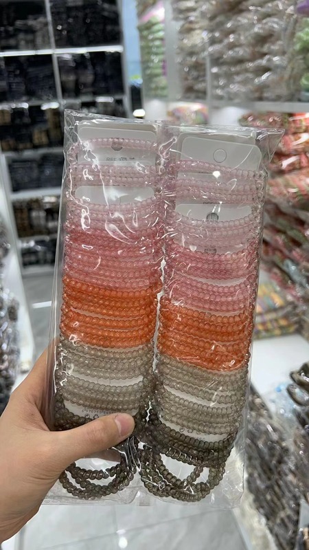 虹色のグラデーションヘアゴム、跡が残らず髪を傷めない、電話コード型ヘアゴム、高弾力で髪を締め付けない、爽やかで万能な高級ヘアゴム|undefined