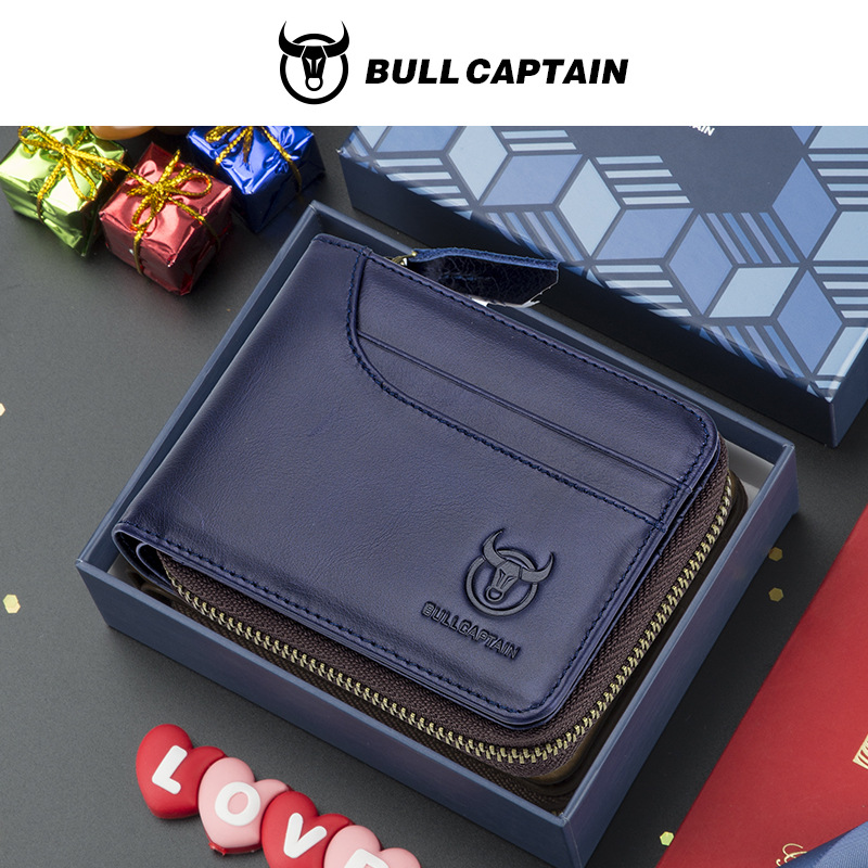 Capitán Niu cuero corto horizontal primera capa billetera de piel de vaca casual Cambio de licencia de conducir cartera ranura para tarjeta multifuncional