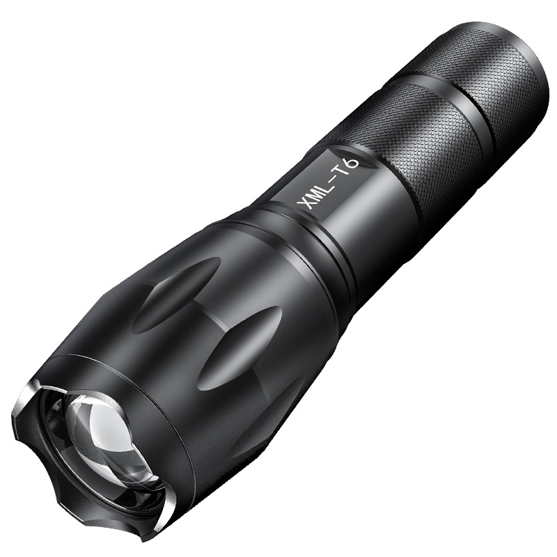 Cross-border T6 linterna de luz fuerte con salida de banco de potencia zoom telescópico linterna de emergencia al aire libre LED linterna incorporada