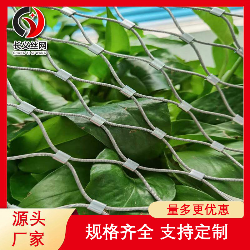 鸟语林网植物攀爬网 不锈钢绳网编织网卡扣网 柔性钢丝绳网厂家