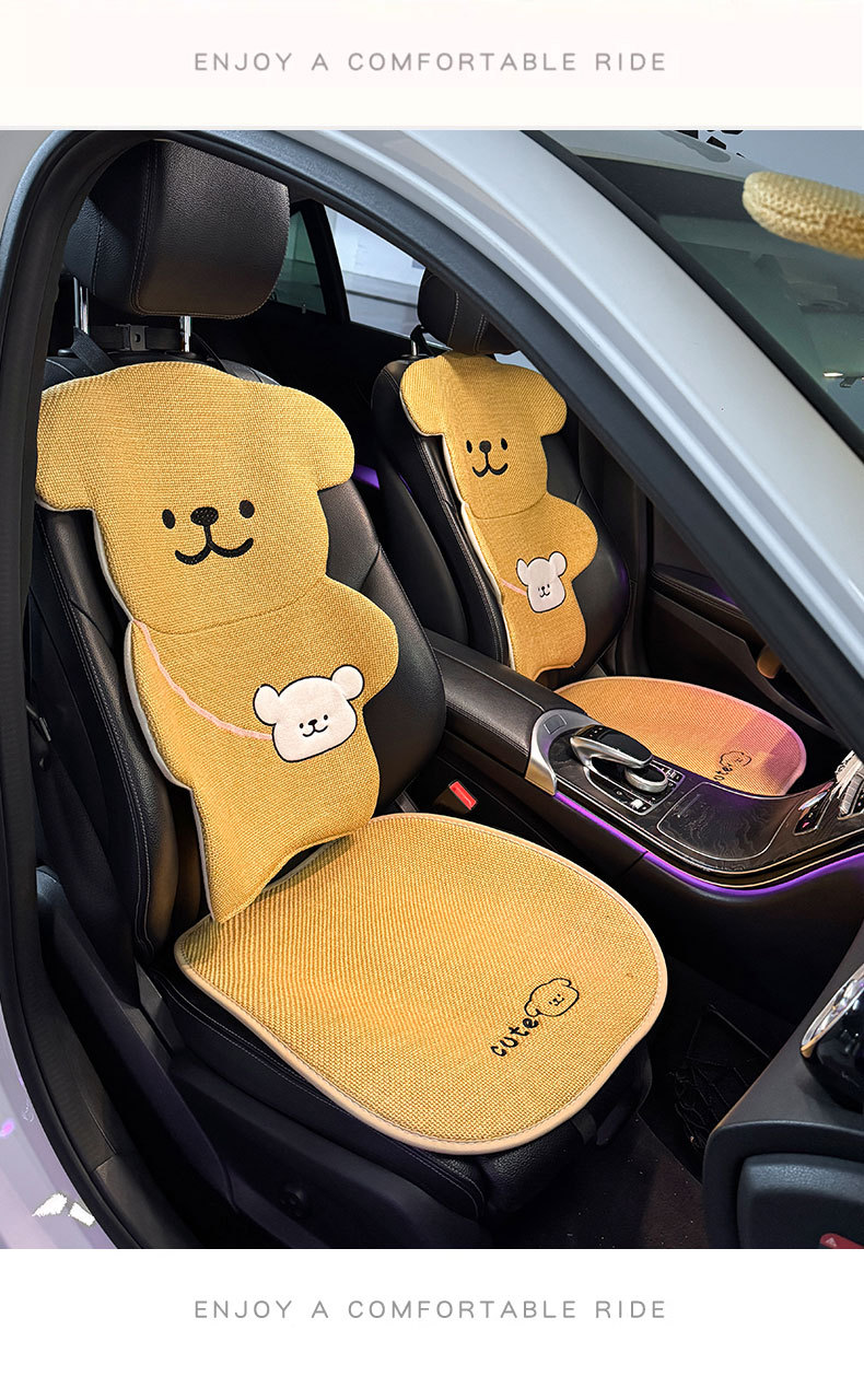 Car Seat Cushion for All Seasons, Cartoon Cute Bear, High-End Feel, Rear Seat Cushion, Single Piece, Driver's Seat Cover