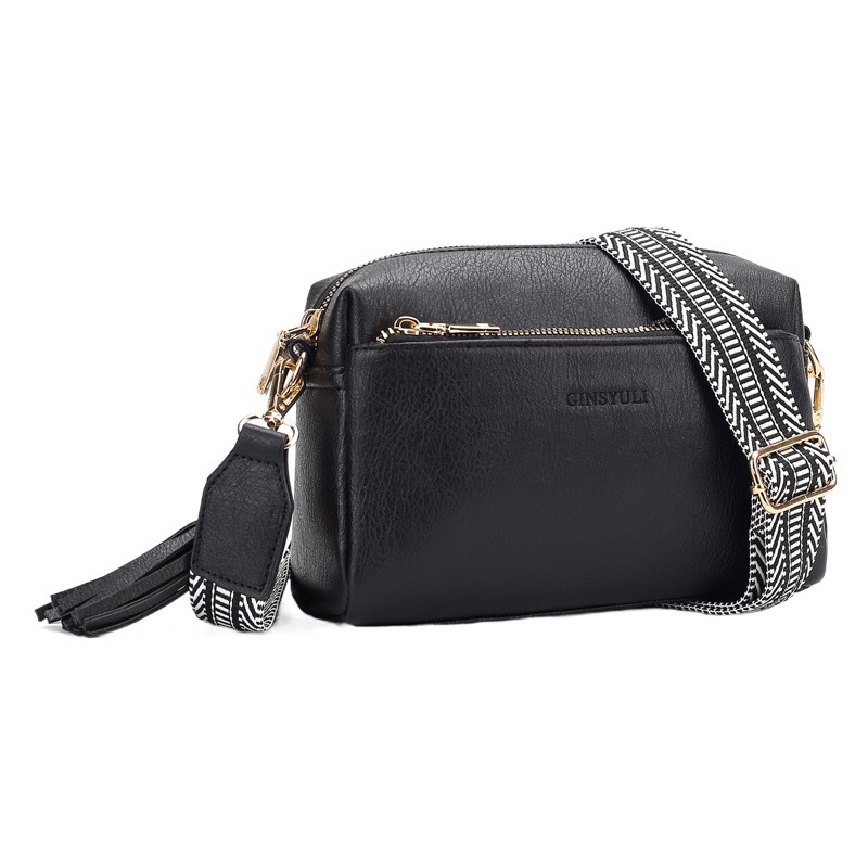 Amazon's New Women's Crossbody Bag Three-Zip Mobile Phone Bag Leather Handbag Guitar Strap Shoulder Strap Shoulder Bag