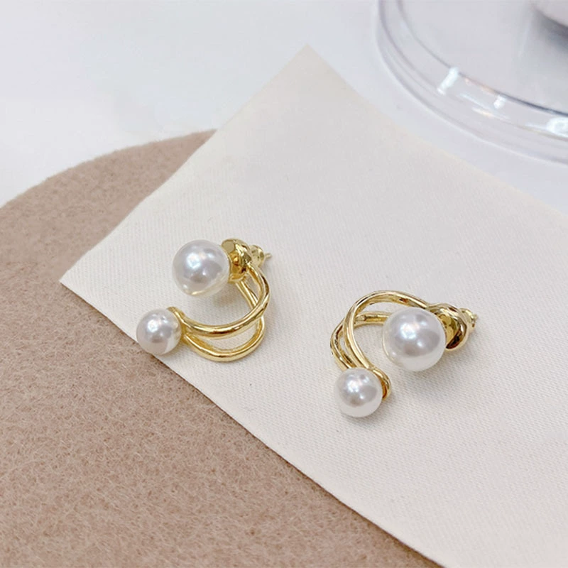 Серебряная игла, винтажный кривой сережки из жемчуга, корейский стиль, образец 925 серебро, блогер, тренд сезона