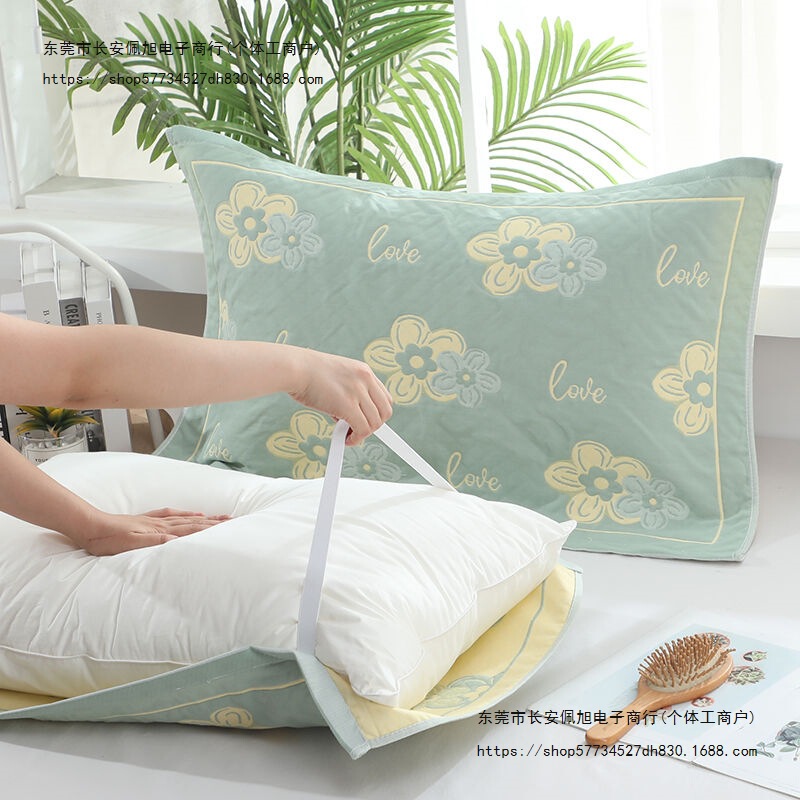 High-End Strappy Cotton Pillow Covers, Non-Slip, One Pair, Large Size, Anti-Sweat, Universal for Home Dormitories and Students