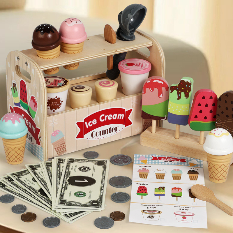 Educación temprana simulación de cocina de helado helado barra de hielo tienda de juguetes de rol puzzle