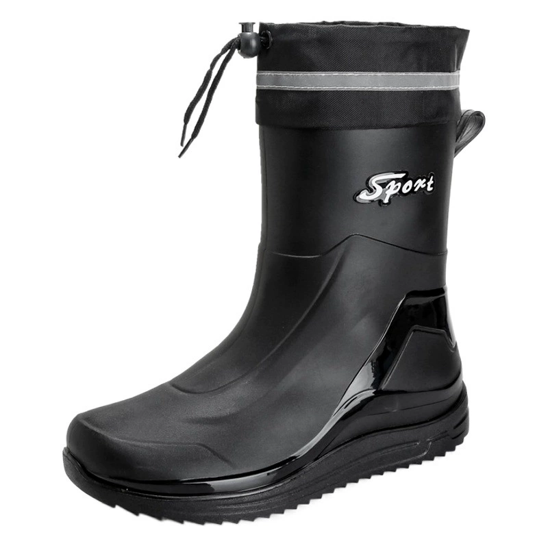 Новые резиновые сапоги мужские рабочие кухонные Нескользящие водные ботинки Four Seasons носимые непромокаемые резиновые сапоги на открытом воздухе модная обувь для рабочего рынка