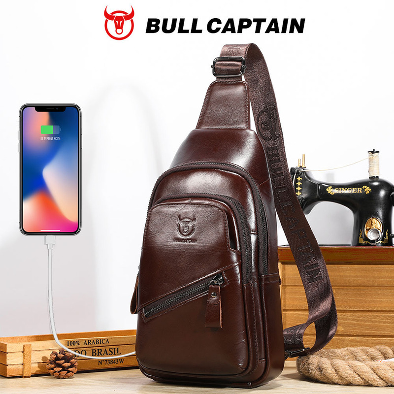 Captain Niu's High-End Large-Capacity Genuine Leather Men's Shoulder Crossbody Chest Bag First-Layer Cowhide Tablet iPad Mobile Phone Waist Bag