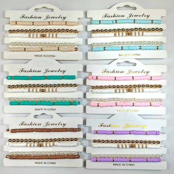 Amazon Cross-Border Best-Selling Handmade Beaded Soft Clay Film Multi-Layer Mixed Woven Stacking Set Bracelet Jewelry for Women