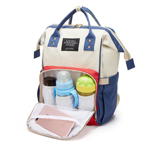 Cross-border new product mommy bag red rice and blue color with wet and dry separation mommy bag large capacity lightweight mother and baby bag wholesale