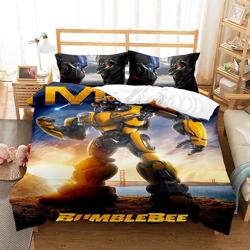 Amazon Cross-Border Transformers Printed Quilt Cover and Pillowcase, Foreign Trade 3D Digital Printed Quilt Cover Three-Piece Set