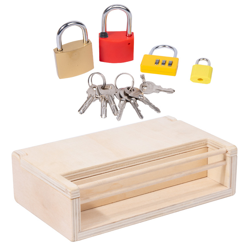 Caja de desbloqueo Montessori de madera para niños kindergarten habilidad práctica educación temprana desbloqueo material didáctico juguetes educativos