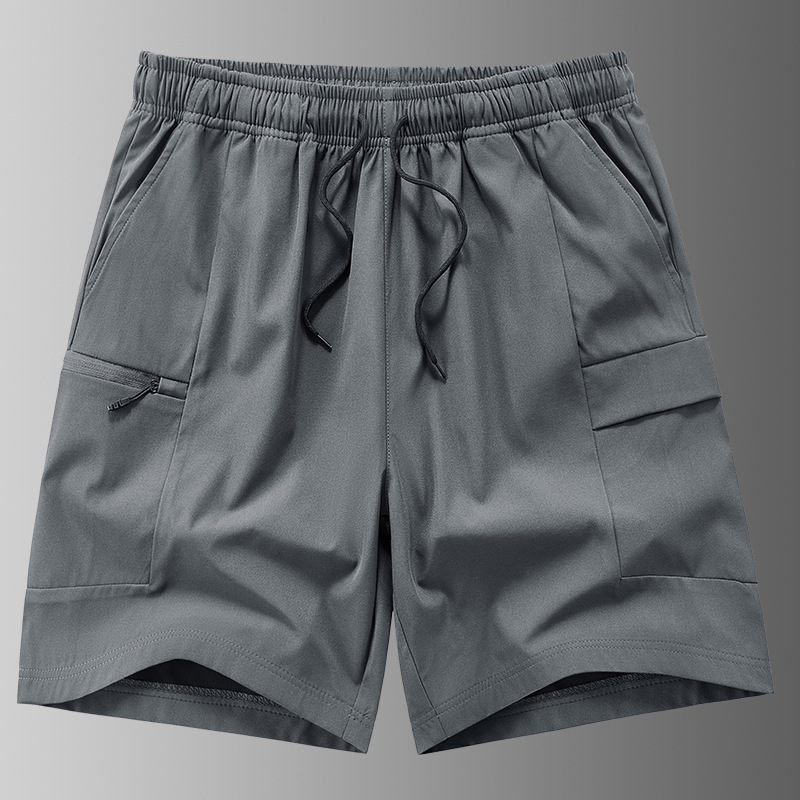 Transfronterizo 2025 verano nuevo multi-bolsillo cremallera pantalones cortos deportivos casuales delgados para hombres fuera