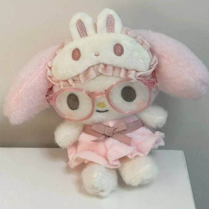 Плюшевый подвес (Hello Kitty) брелок-кукла с очками и маской для сна, розовый, маленький