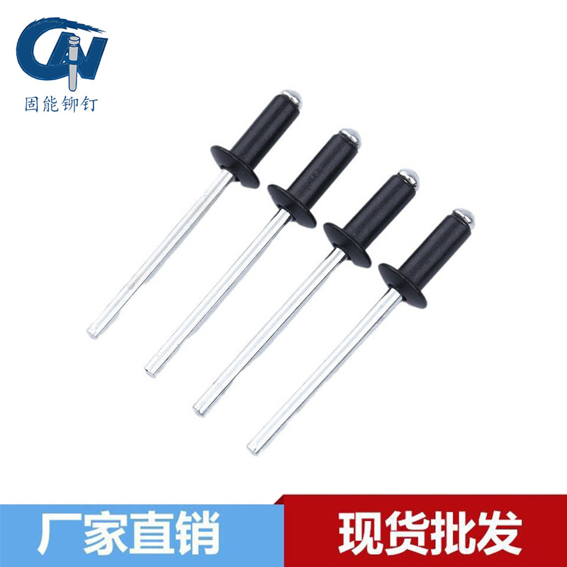 黑色烤漆拉钉 黑帽拉铆钉开口型平圆头烤漆黑色抽芯铆钉 厂家直销