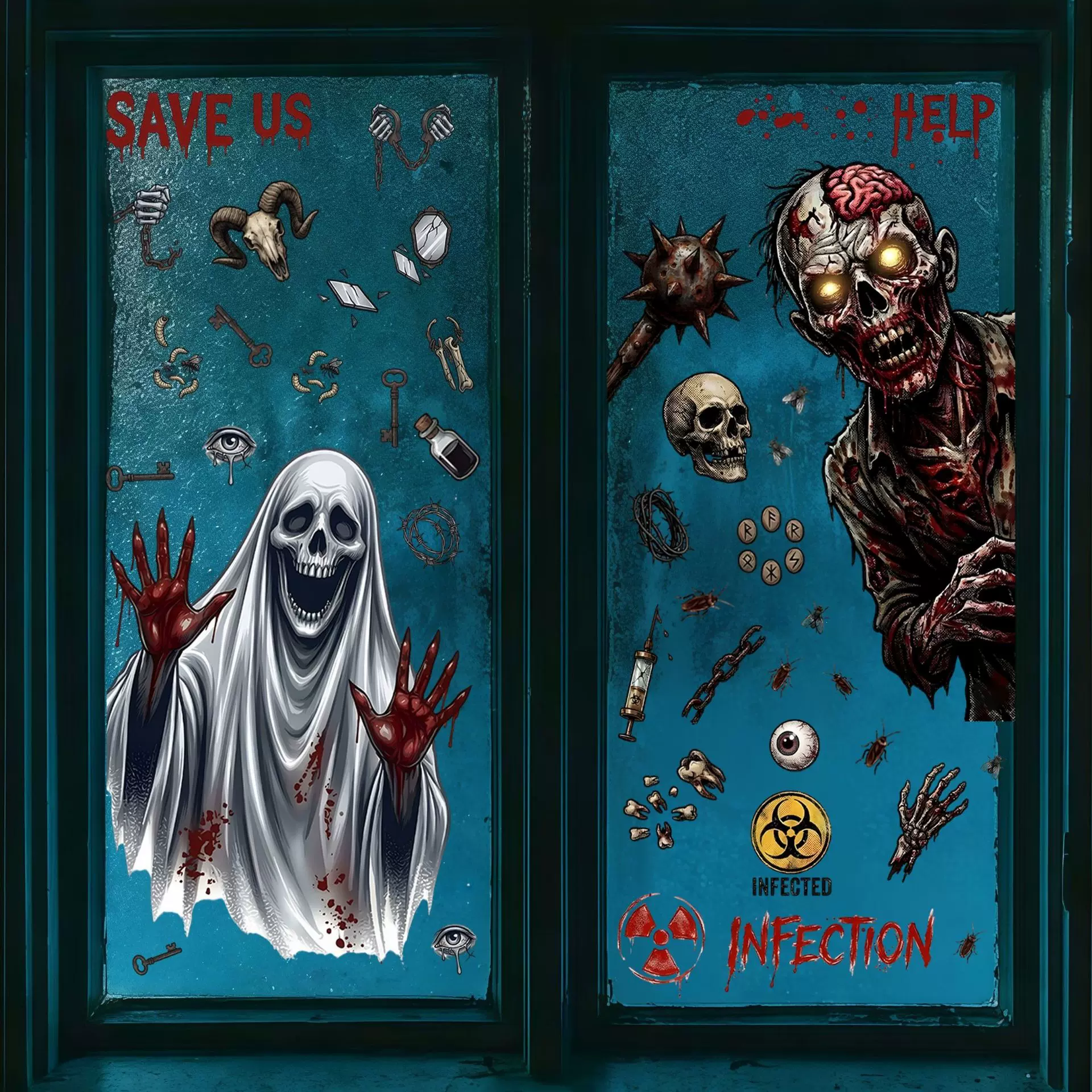 节日跨境万圣节氛围用品墙贴万圣装扮窗贴玻璃贴橱窗装扮装饰贴纸