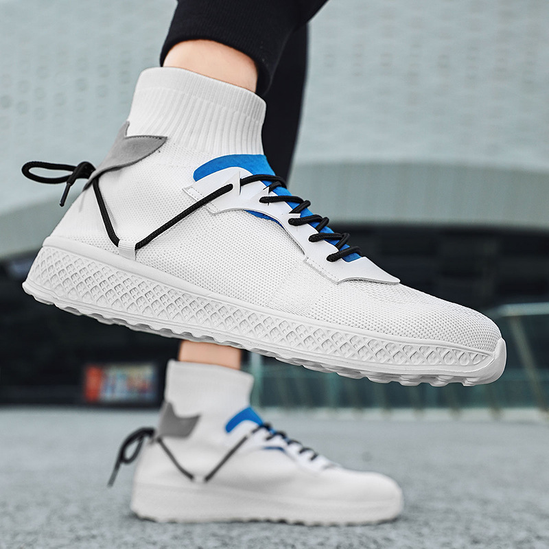 2024 Summer High Top Socks with Flyknit Breathable Casual Student Trendy Shoes Men's Sports_voghion.com