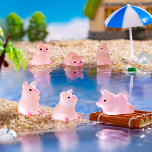 Luminous Piglet diy Jewelry Cartoon Ornaments Handmade Wholesale Mold Stereo Micro Landscape Doll House Accessories