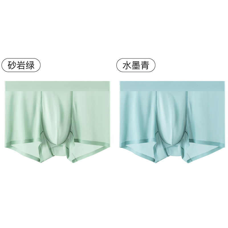 Ropa interior de hombre de seda de hielo sin costuras color puro ultrafino de verano seda de morera transpirable antibacteriano cintura media ropa interior cómoda para hombres