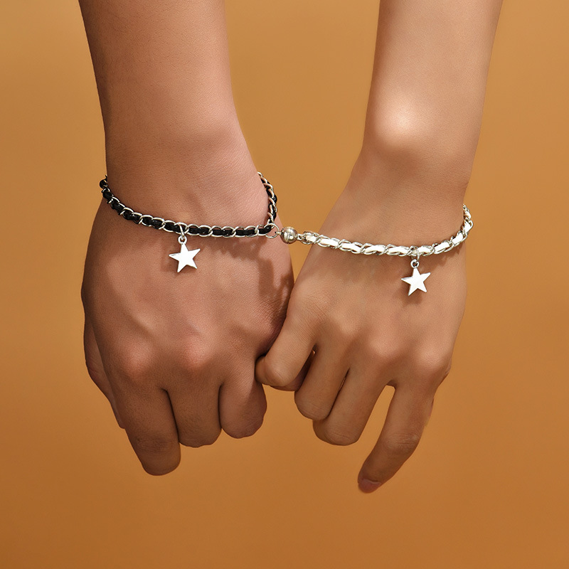 Creative Minimalist Star Magnetic Snap Pu Good Friend Bracelet display picture 2