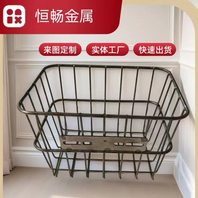 自行车后车筐山地车篮儿童折叠车后置篮子放书包后篮加大车篓铁丝