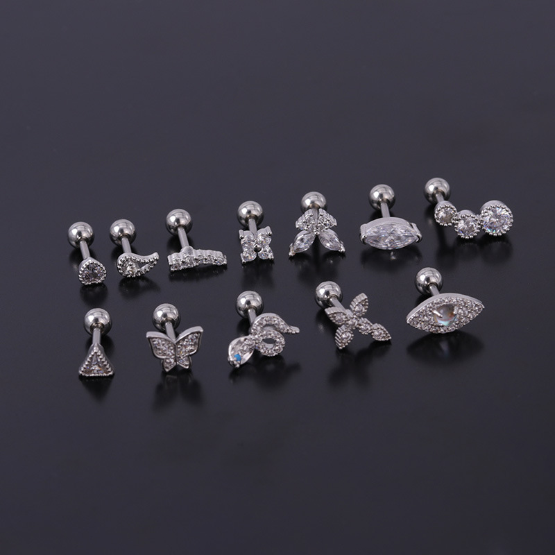 Ear Cartilage Rings & Studs Fashion Geometric Copper Plating Artificial Gemstones display picture 26