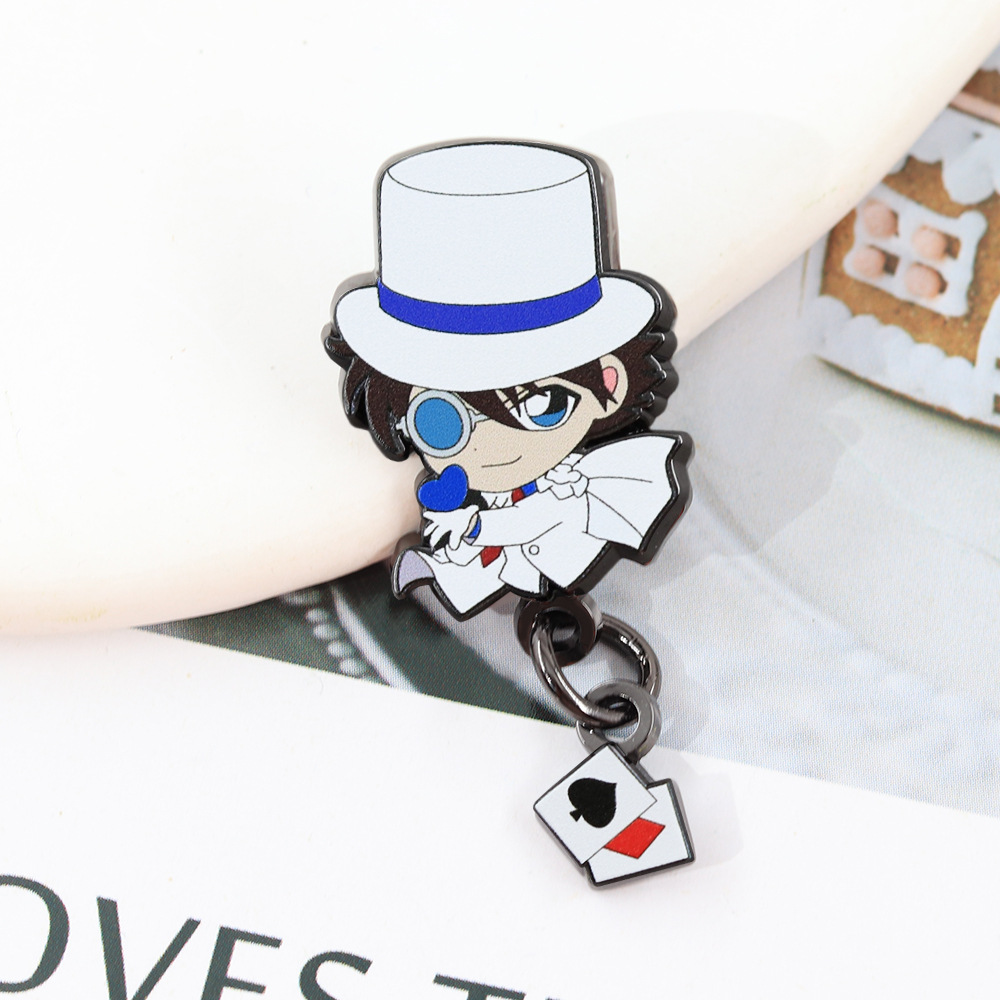 Black Feather Monster Enamel Pin Phantom Thief Kidd Poker Face Pendant Badge Anime Peripheral Fun Novelty Decoration