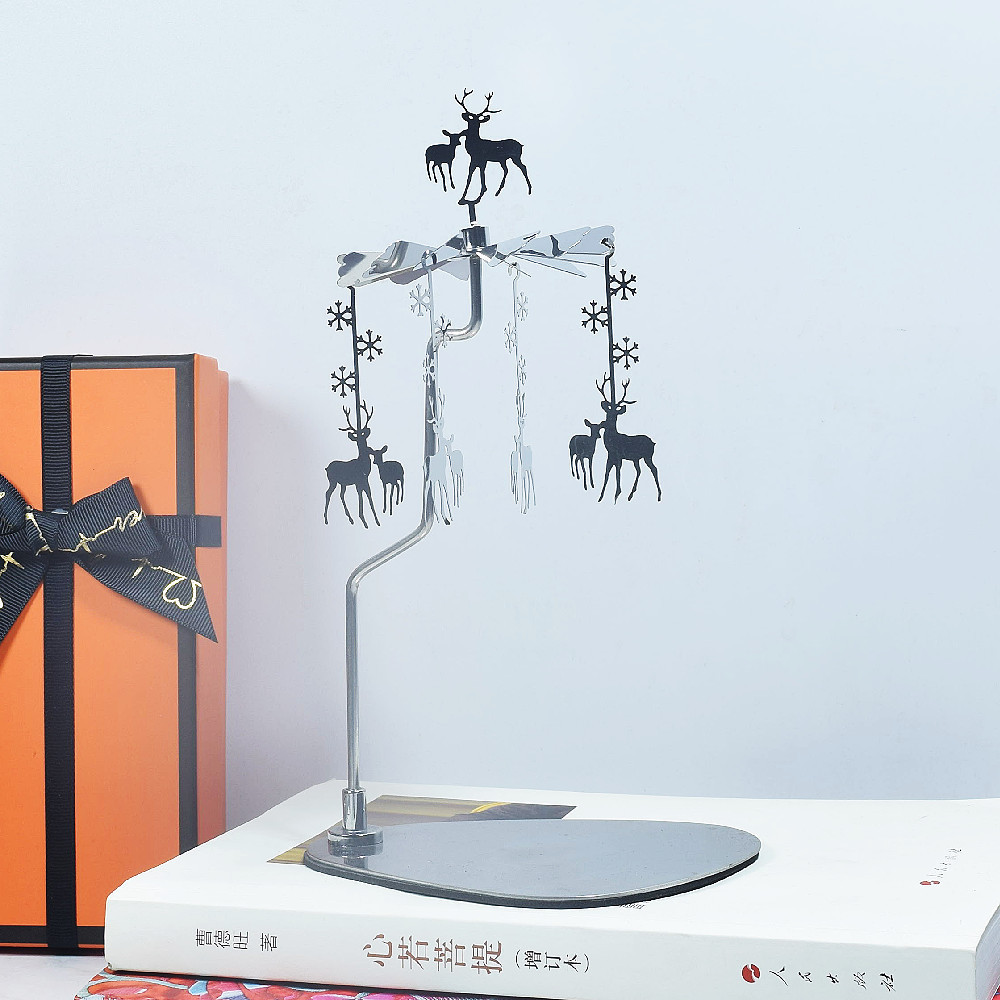 INS Amazon fuente Navidad aromaterapia Acero inoxidable doles triángulo redondo bandeja giratoria candelabro linterna