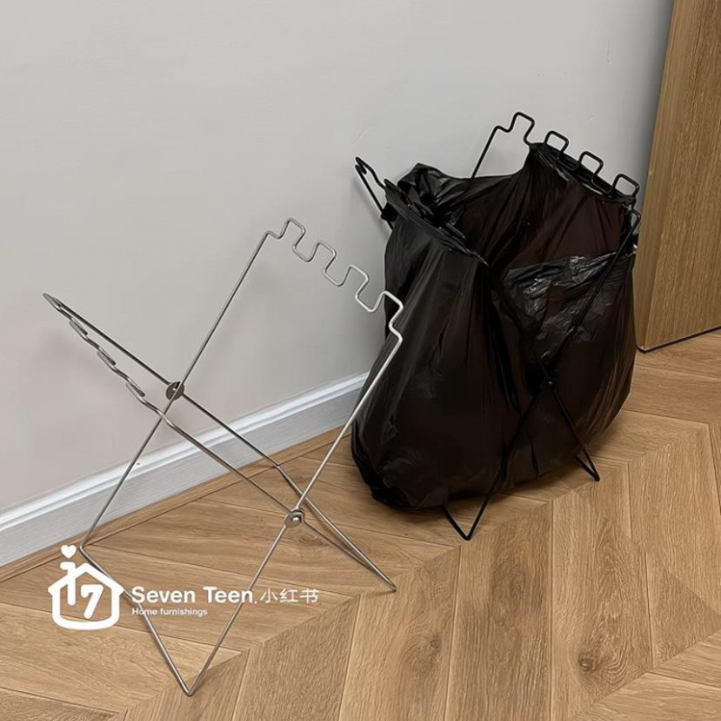 Foldable Outdoor Camping Portable Iron Trash Can Large Kitchen Hanging Plastic Bag Holder Ins Style Foldable Outdoor Camping Portable Iron Trash Can Large Kitchen Hanging Plastic Bag Holder Ins Style