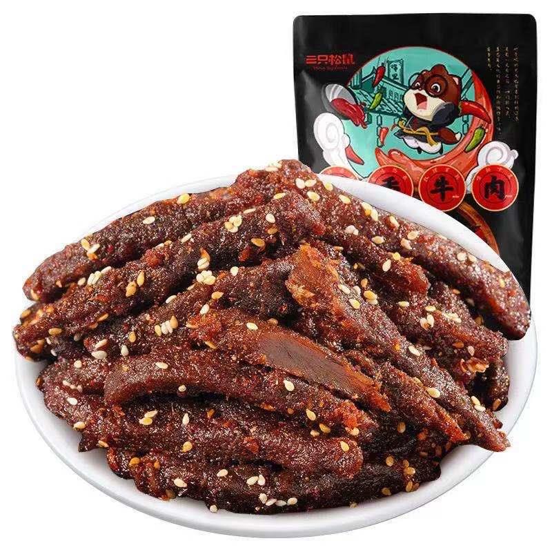 [Three Squirrels_Shu Xiang beef 100g] casual snacks Snacks preserved meat specialty beef jerky food