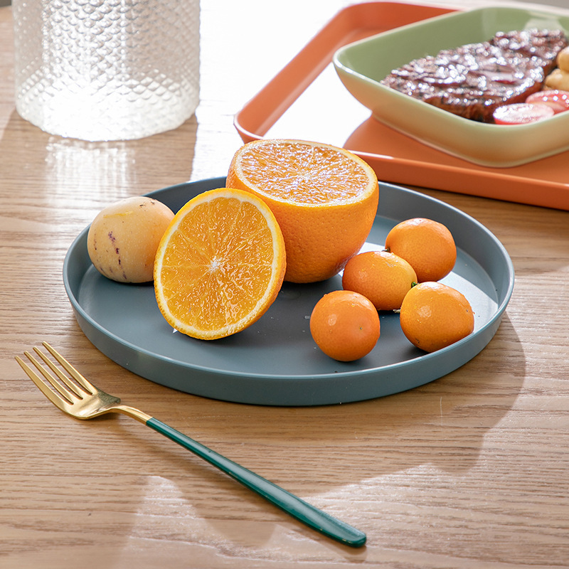 Nordic Rectangular Color Tray Household Tea Cup Combination Set Internet Popular ins Creative Plastic Food Fruit Plate