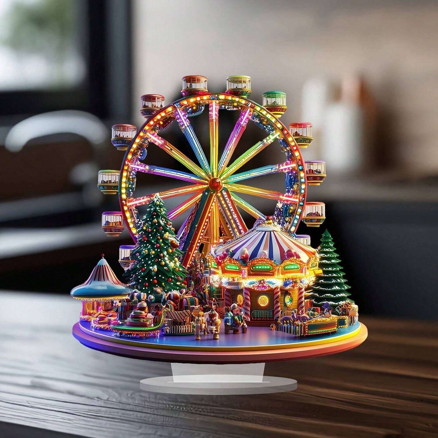 Cross-Border Ferris Wheel Decorative Logo Ornaments Acrylic Home Desktop Ornaments Living Room Bedroom Holiday Decorations