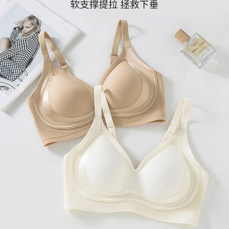 塑形提拉文胸奶嘴胶无痕文胸法式珠光内衣果冻条软支撑聚拢胸罩女|undefined